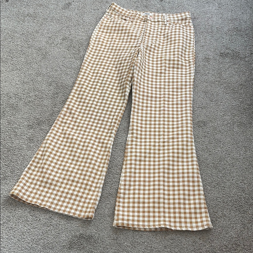 Checkered Flare Jeans